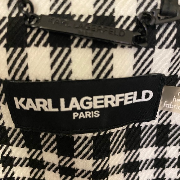 Karl Lagerfeld Plaid Checkered Blazer Coat – Yellow • Black • White (NWOT) L - Picture 5 of 9